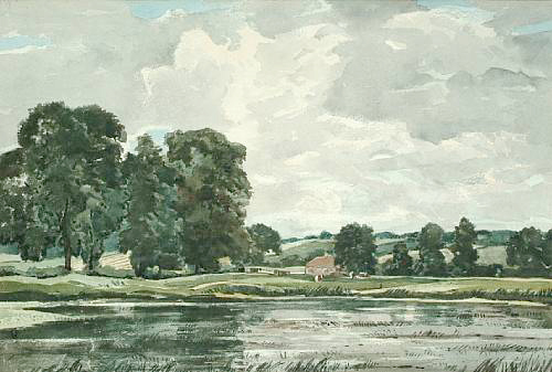Cattle by a lake