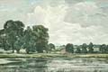 Cattle by a lake